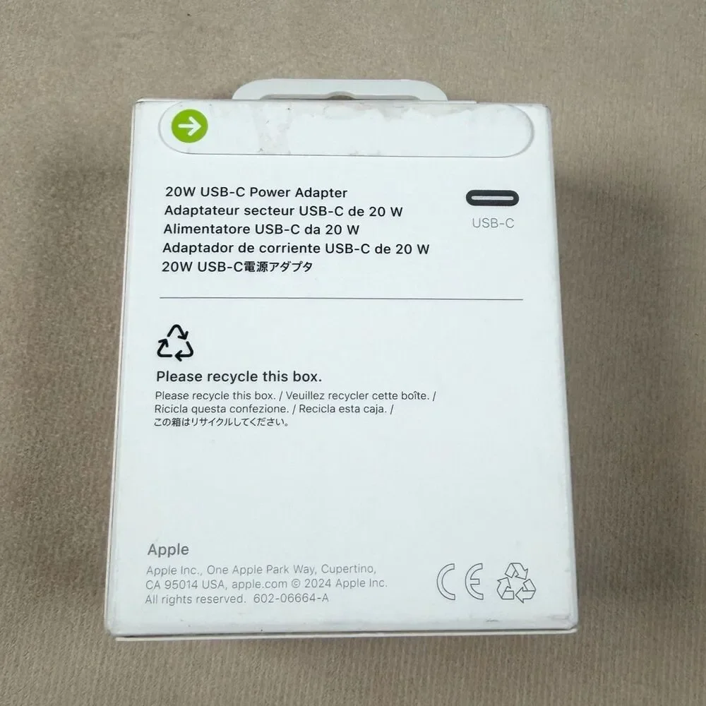 Apple Genuine 20W USB-C Power Adapter A2305 MWVV3AM/A Factory Sealed OEM New
